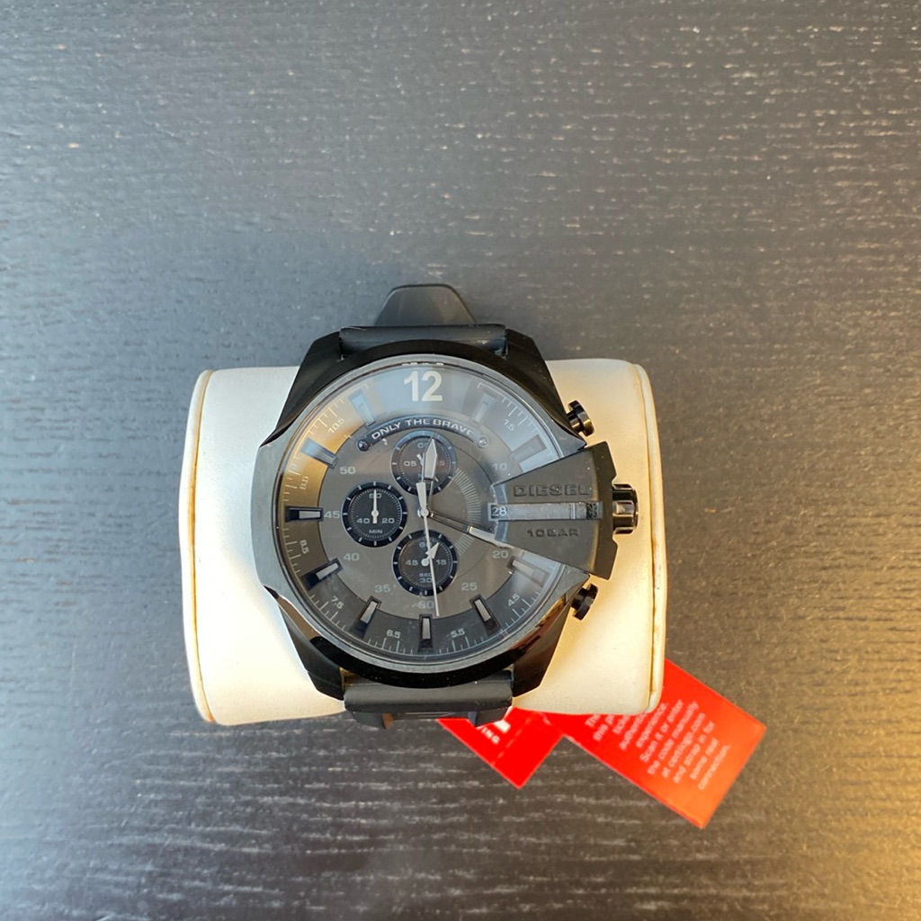 Diesel Mens Chronograph Black Dial Silicone Watch
